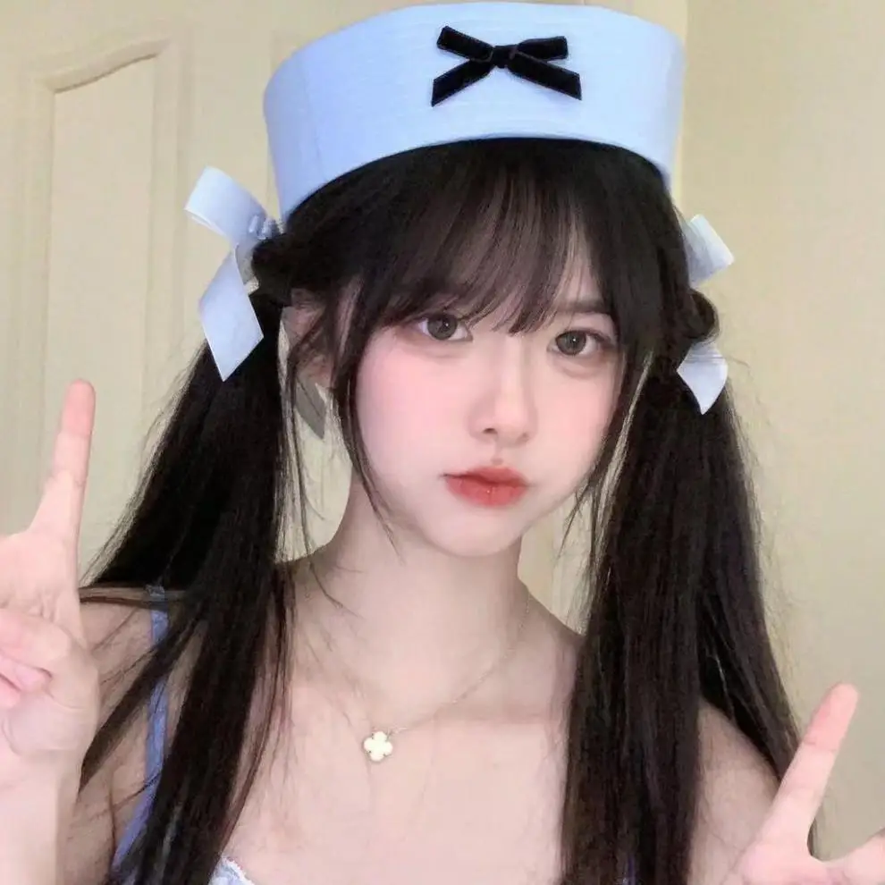 Fashion French Hat Leather Classic Slouchy Baker Bow Navy New Headwear Cap Swee Cute Flared Versatile Beret Women Summer 2M21