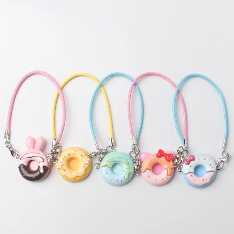 Mini donut sweet accessory resin pendant cute keychain creative pendant cartoon phone lanyard