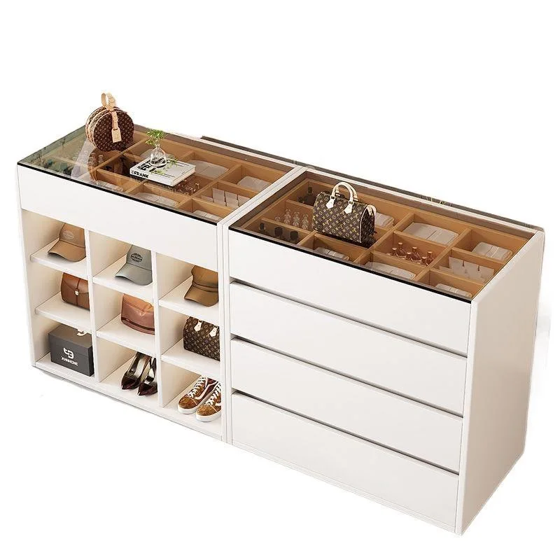 Jewelry, tempered glass walk-in closet cabinet, small floor-standing island display cabinet, display cabinet