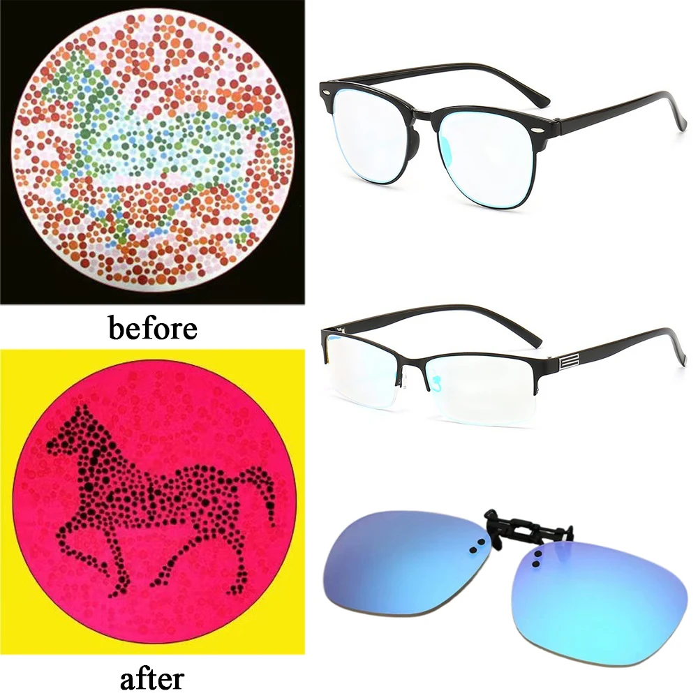 New Glasses For People With Red-green Colorblindness Daltonism And Color Weakness Plastic Half Frame Two-sided Coating Lenses