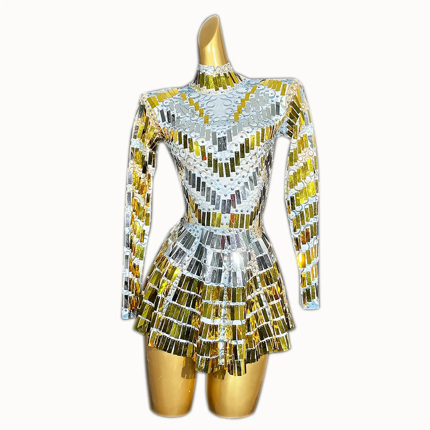 

Shiny Mirror Stone Dress Female Dancer Bright Bodysuit Dance Costume One-piece Nightclub Party Dress Stage Show Performance Wear