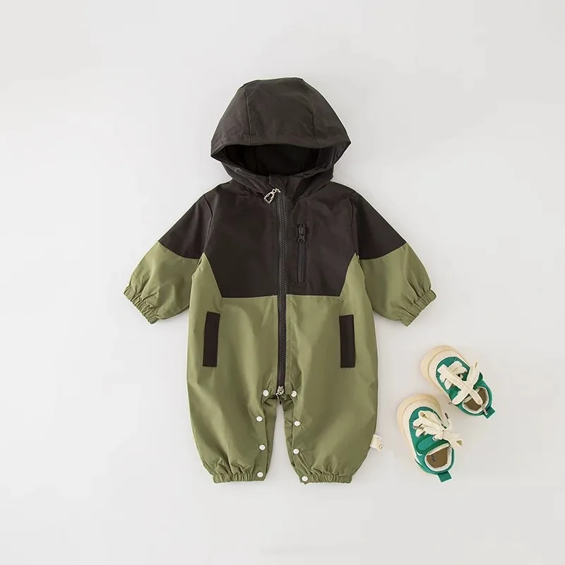 0–2 Jahre Baby-Strampler, Kleinkind-Jungen-Overalls, Kapuzenpullover, Jungen-Kleidung, langärmelig, winddichtes Outfit
