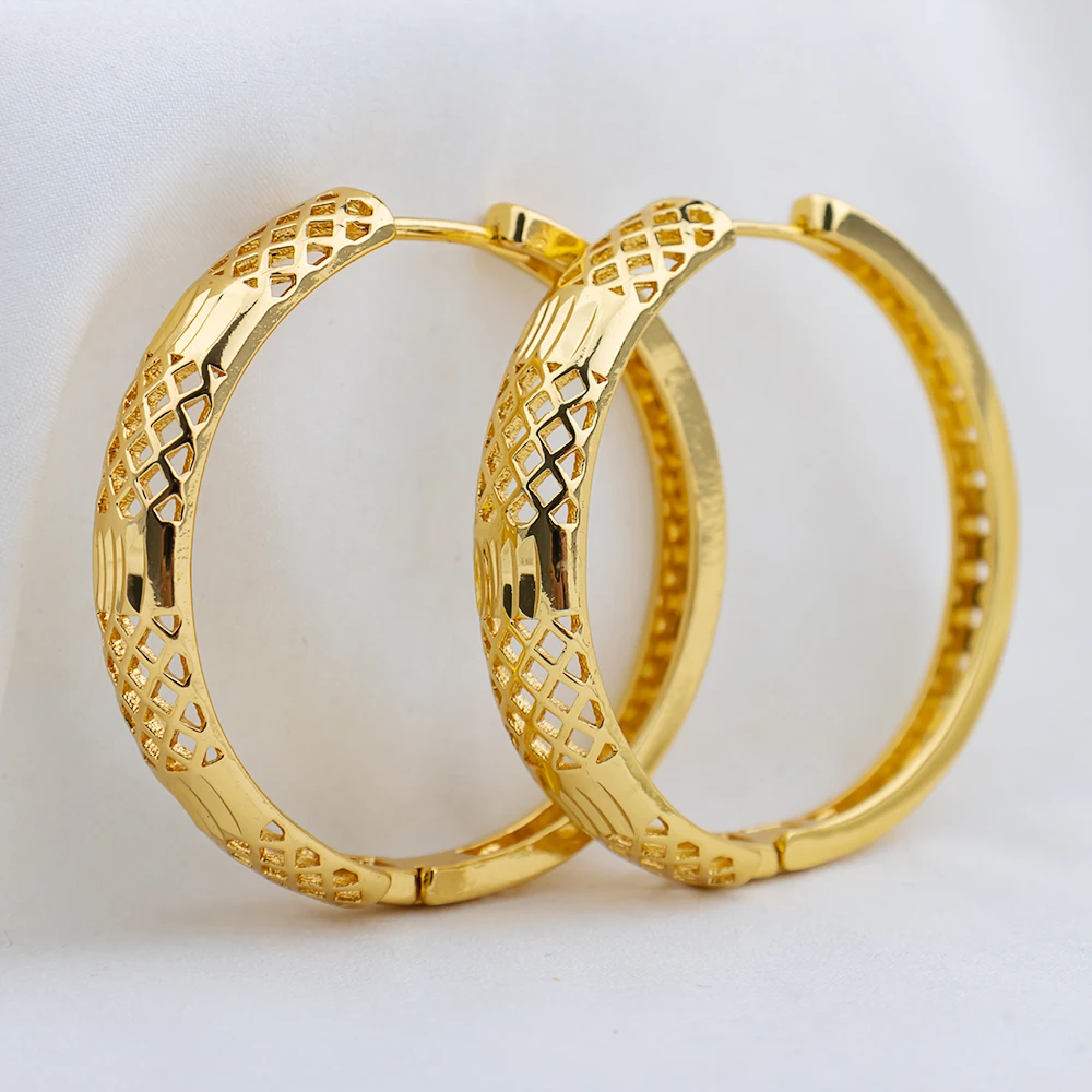 4set Gold Farbe Creolen für Frauen Exquisite Mode Runde Hohl-out Hochzeit Kupfer Ohrringe Engagement Schmuck Zubehör – Detail 7