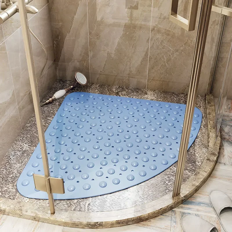 

Washable Corner Shower Carpet Floor Mat Toilet PVC Shower Mat Fan-shaped Suction Cup Anti-slip Pad Cushion