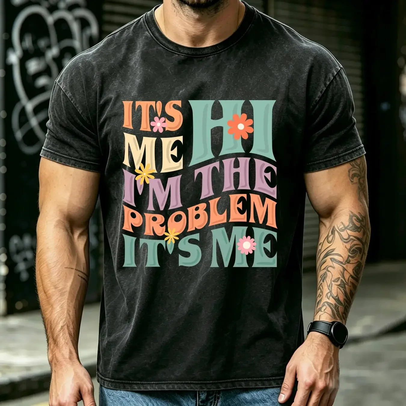 washed T Shirt Its Me Hi Im The Problem Hippie Boho Mother's Day Mom Retro Vintage Birthday Party Outfit Wife Present Sunflower