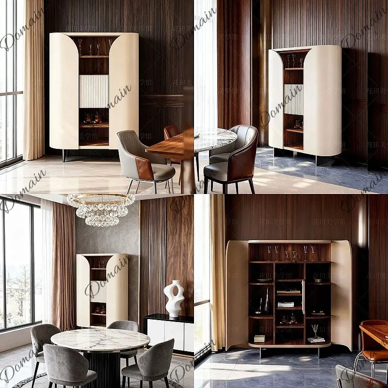 Modern Minimalist Sideboard Buffet Cabinet Solid Wood Storage Wine Cabinet for Living Room Entryway