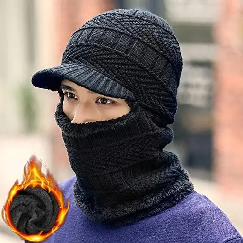 Winter Hat Knitting Neck Brace Yarn Padded Knitted Neck Protector Men Hat