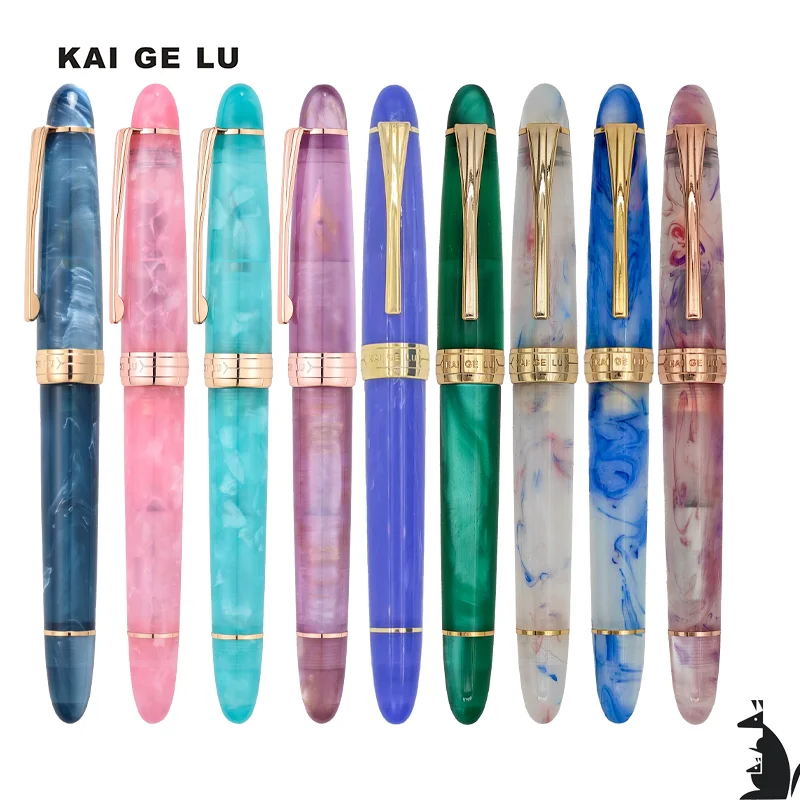 Série Acrylique Kaigelu, Stylo Plume Kaigelu 356 EF F M Iridium Gold, Confort d'écriture Professionnel, Série Florale 2025