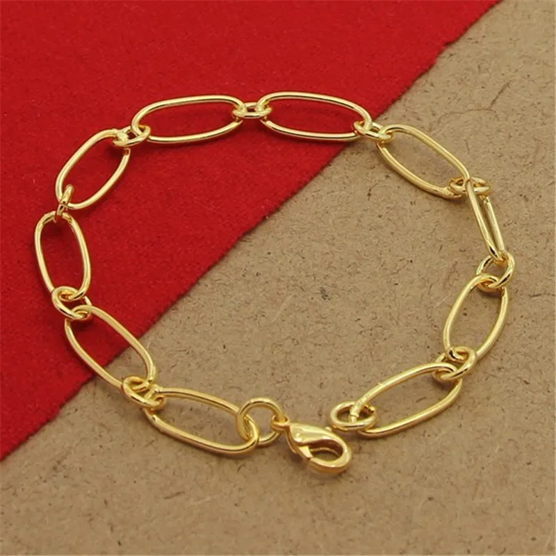 

18K Gold 925 Sterling Silver Simple Chain Bracelet For Woman Charm Wedding Engagement Party Fashion Jewelry