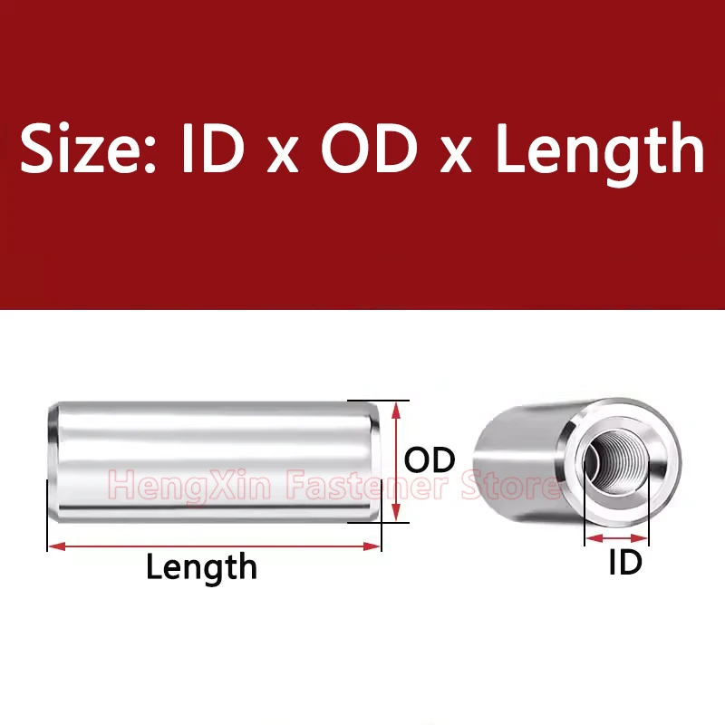 M6 M8 M10 304 Stainless Steel Internal Thread Cylindrical Pin Female Thread Locating Dowel Pin Guide Pillar Length 12mm-100mm