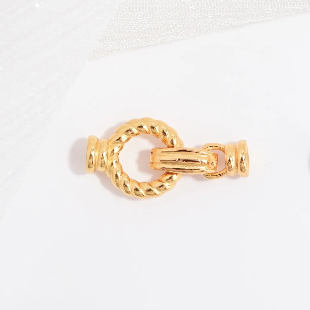 مشبك موصل ملولب من الفضة الإسترليني S925 - سوار مصنوع يدويًا وإكسسوار مشبك نهاية القلادة SK127