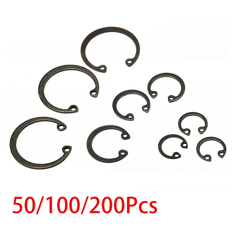 30/50/100/200pcs M6 M7 M8 M9 M10 M11 M12 M13 M14- M32 Circlip C-rings Internal Circlips Black Manganese Steel Circlip Snap Rings