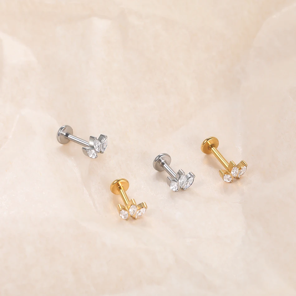 1 Stück G23 Titan Ohr Tragus Ohrstecker Innengewinde CZ Kristall Labret Ring Knorpel Helix Piercing Körperschmuck 16G – Detail 27