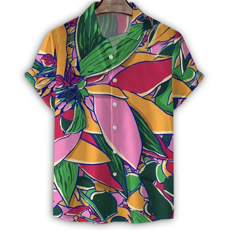 

Vintage Floral Graphic Hawaii Shirts Flower 3d Print Shirts Men Fashion Oversized Blouse Men's Lapel Shirt Beach Men's Clothing
