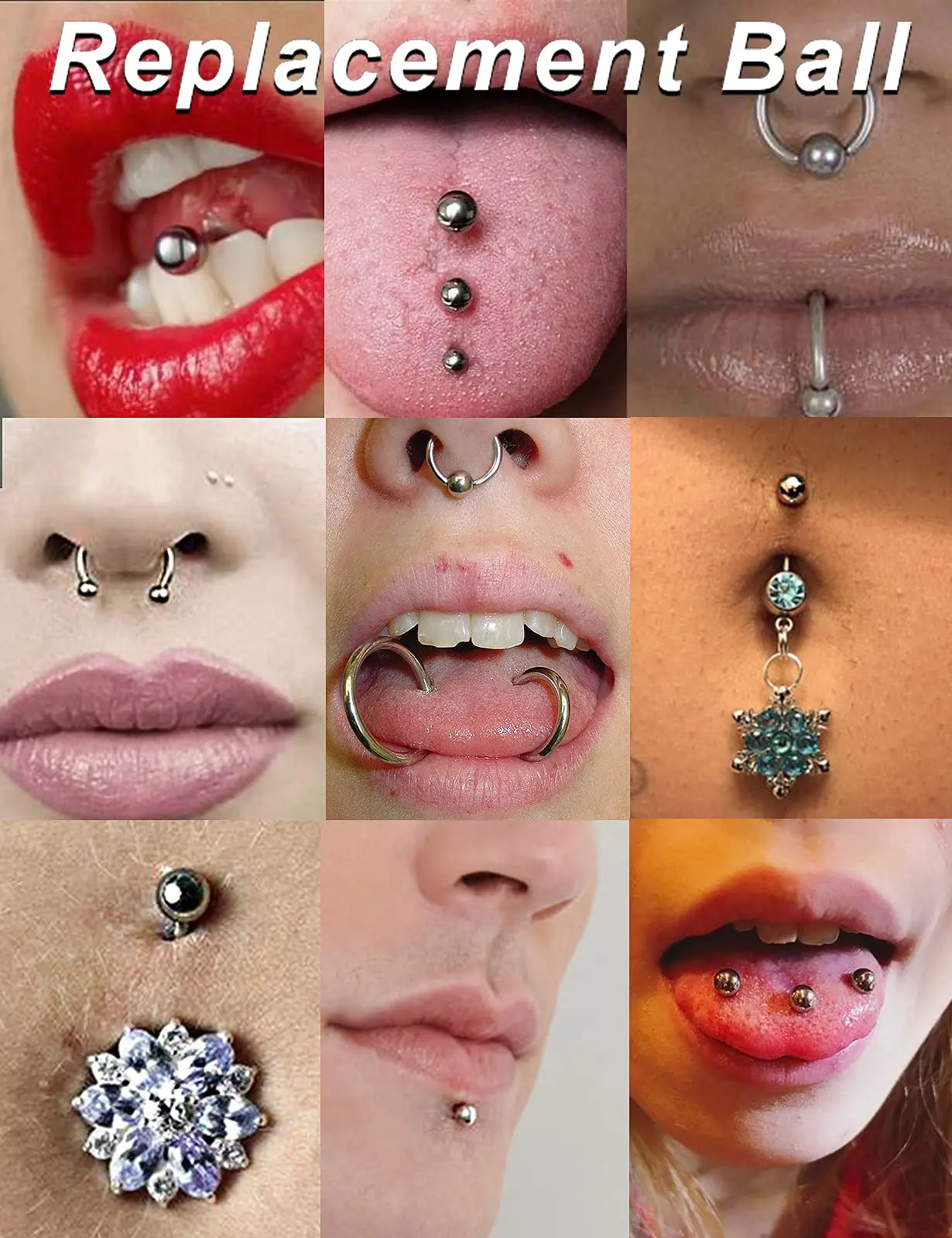 25Pcs 14G 16G Replacement Balls internal Threaded Surgical Steel Barbell Tongue Nipple Belly Button Eyebrow Rook Piercing Rings