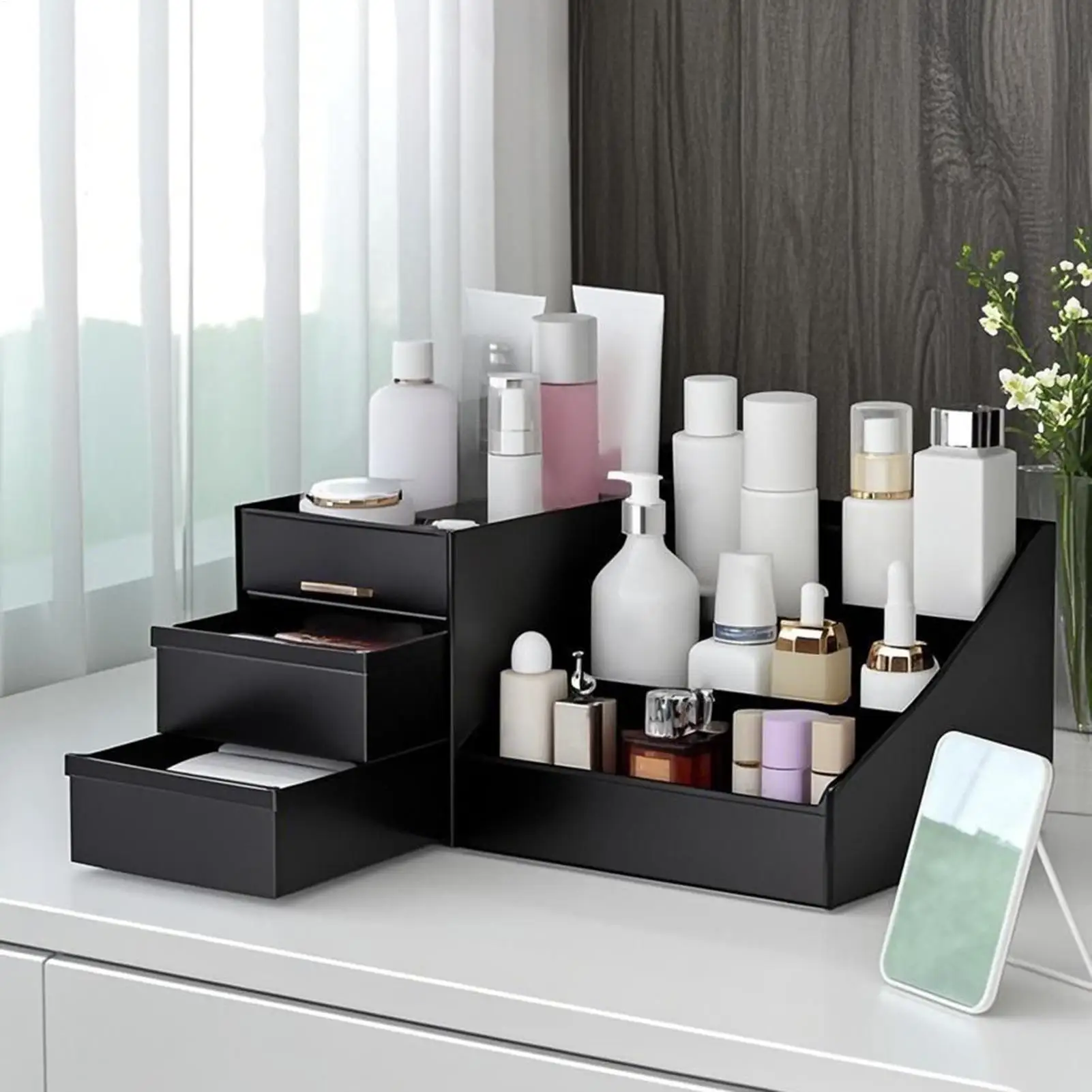 Make Up Organizers For Vanity Desktop Jewelry Box Desktop Cosmetic Storage For Perfume Bedroom Desk Bathroom Countertop Women