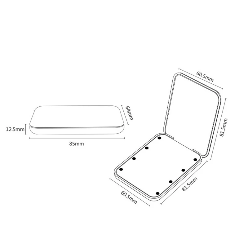 Espelho compacto com ampliação de 1X/2X, espelho de bolso LED com bateria interna, mini espelho para bolsa, bolso, viagens e presente
