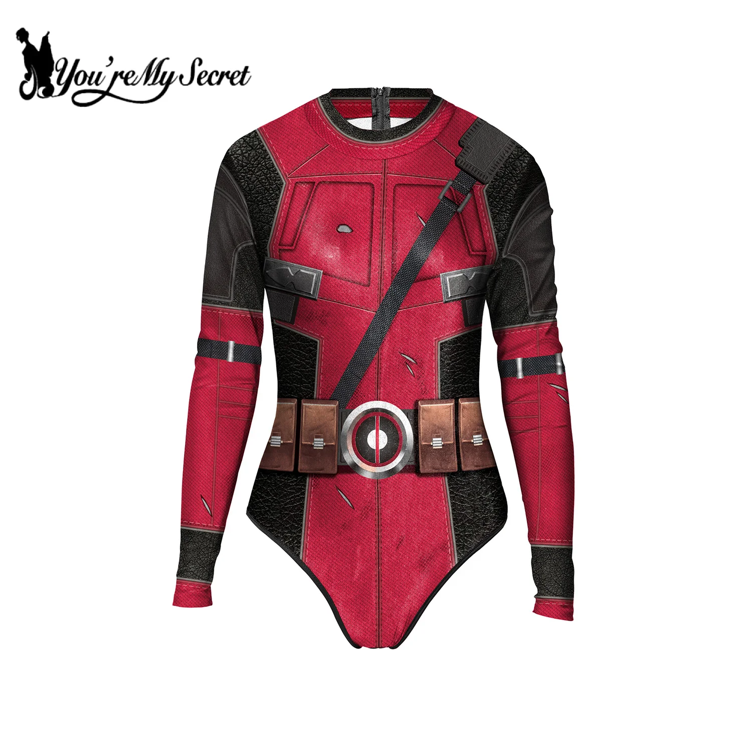 [You\'re My Secret] Adult Superhero Deadpool Wolverine 3D Printed One Piece Swimsuits Halloween Cosplay Costumes Party Bodysuits