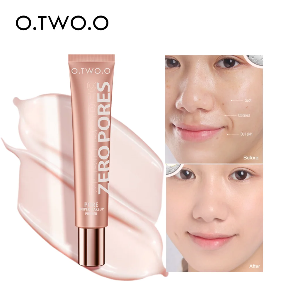 O.TWO.O 20ml imprimación de maquillaje poros invisibles imprimación facial unifie el tono de la piel humedad Control de aceite blanqueamiento Base de maquillaje crema facial