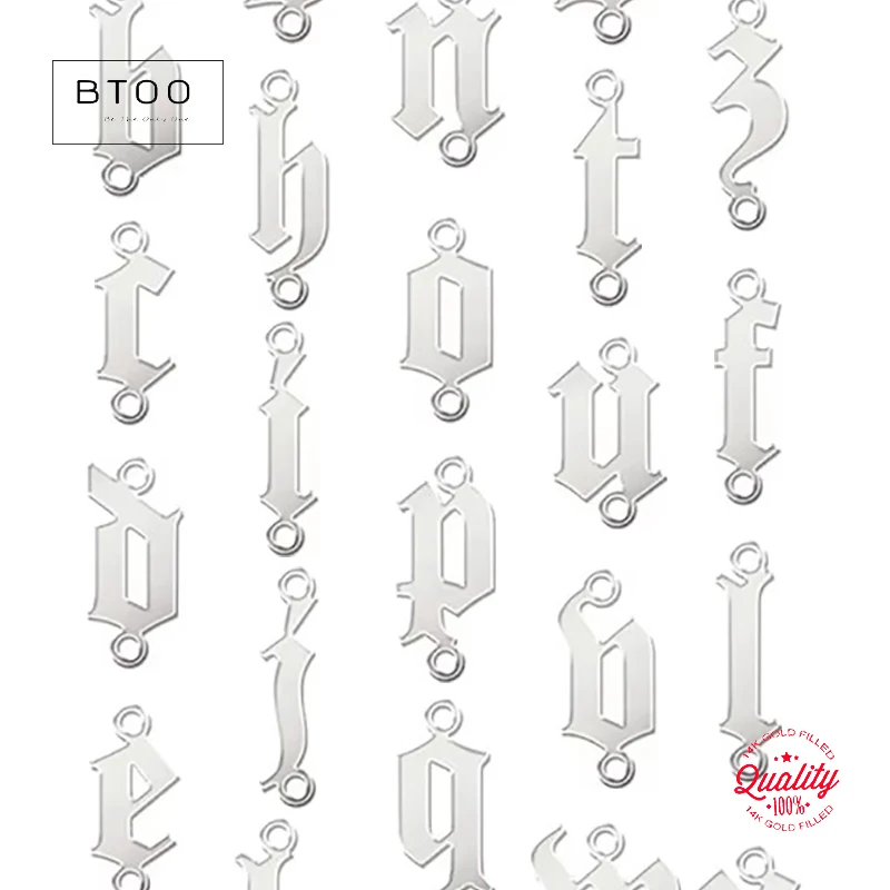 925 Sterling Silver Gothic Letter Connector Charm for Jewelry Initial Necklace Bracelet Silver Lowercase Letter