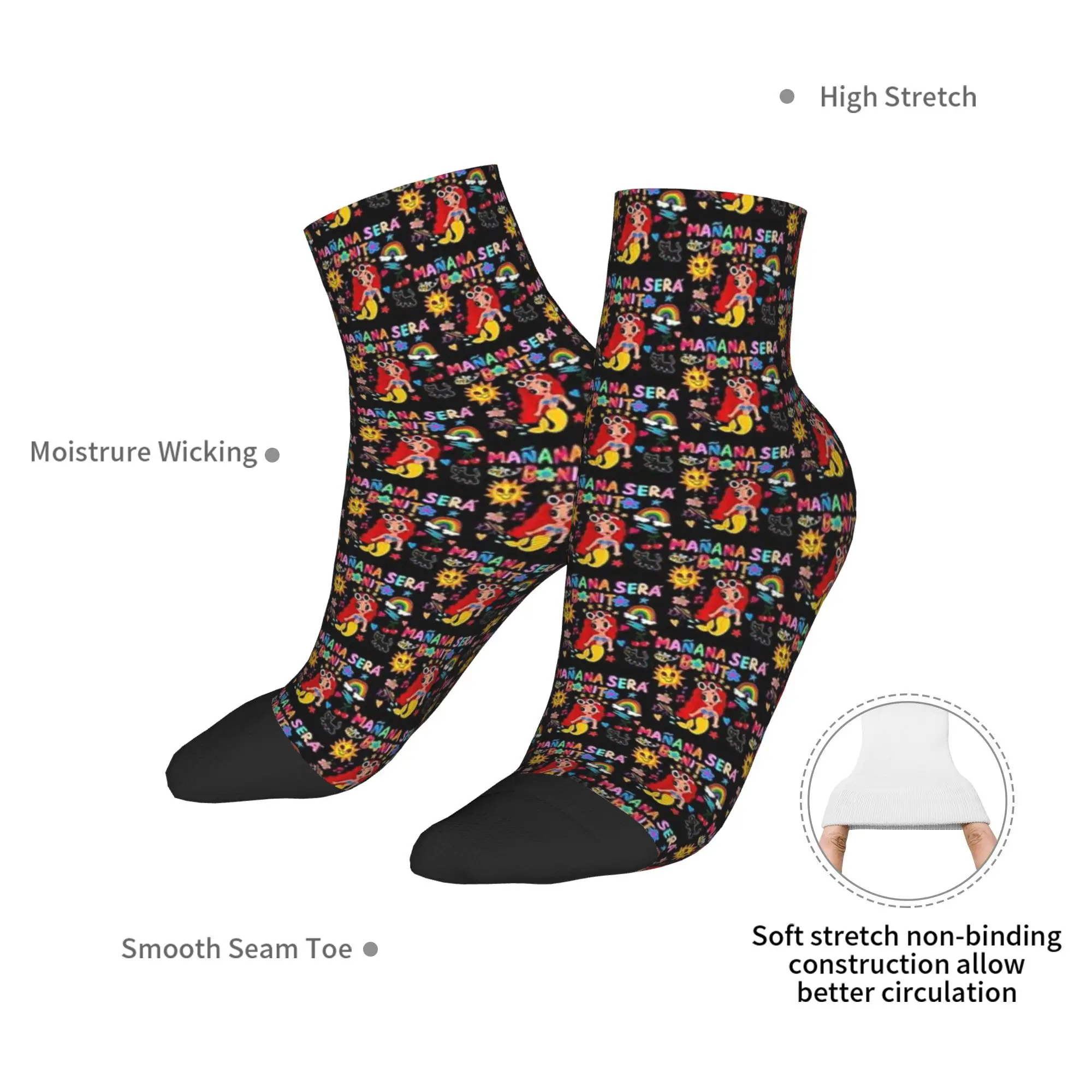 Manana Sera Bonito Karol G Socks Harajuku Sweat Absorbing Stockings All Season Socks Accessories for Man Woman Birthday Present