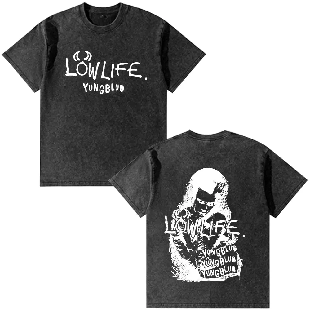 Yungblud Lowlife Album Logo Washed T Shirts Men Women Clothing Fashion Short Sleeve T-shirts Casual Cotton Oversized T-shirt Top