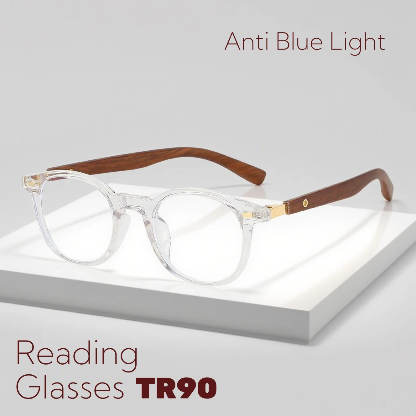 

Retro Wood Grain TR90 Anti Blue Light Reading Glasses Men's and Women's Fashionable Casual High-definition Presbyopia Glasses