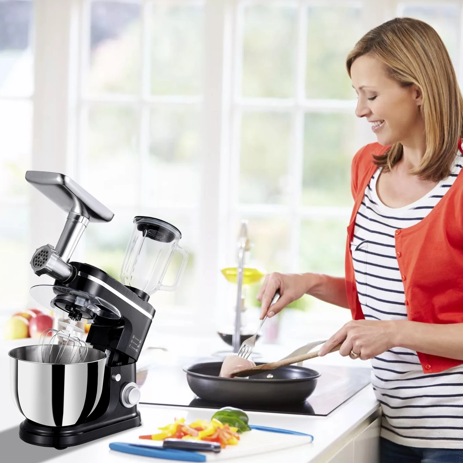 Кухонные миксеры Электрические бытовые миксеры Мощный блендер, миксер для теста с наклонной головкой и чашей для смешивания для большинства домашних приготовления пищи и выпечки