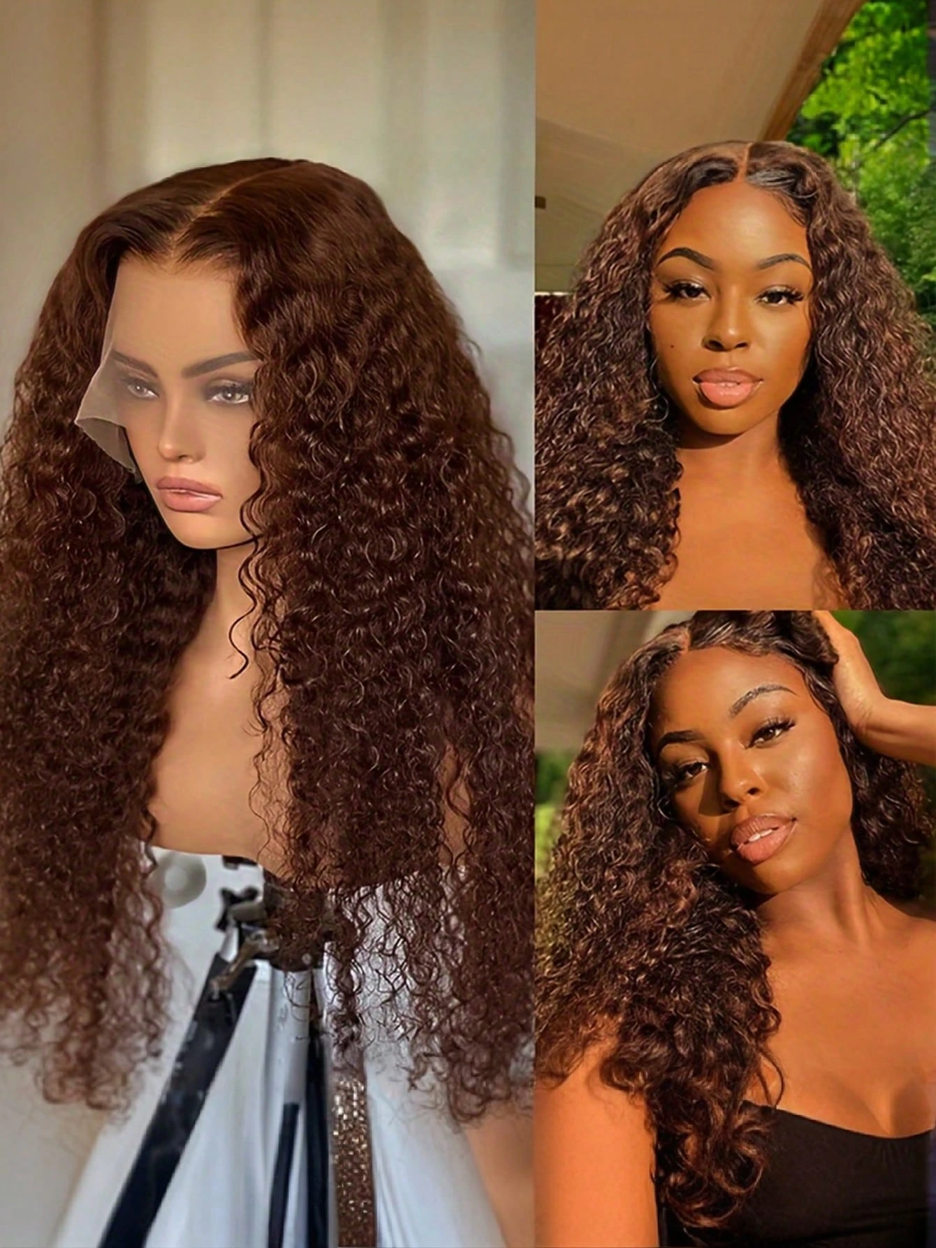 

Chocolate Brown 13x4 Deep Wave Lace Frontal Wigs Human Hair #4 Water Wave Lace Front Human Hair Wigs 100% Unprocessed Human Hair