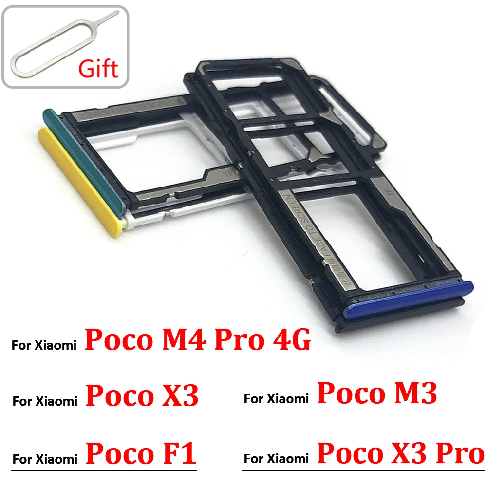 NEW SIM Card Chip Slot Drawer SD Card Tray Holder Adapter For Xiaomi Poco M3 F1 X3 M4 Pro 4G Mobile Phone + Eject Pin