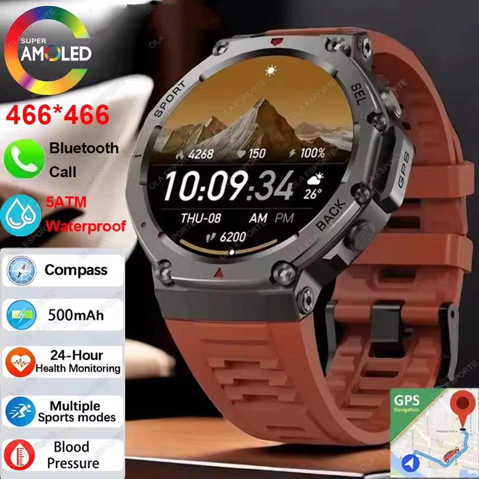 

T-Rex 3 Военные GPS мужские умные часы Монитор здоровья 10 АТМ Водонепроницаемый AMOLED-экран Двухдиапазонный GNSS 170+ Спортивные часы с HD BT Call
