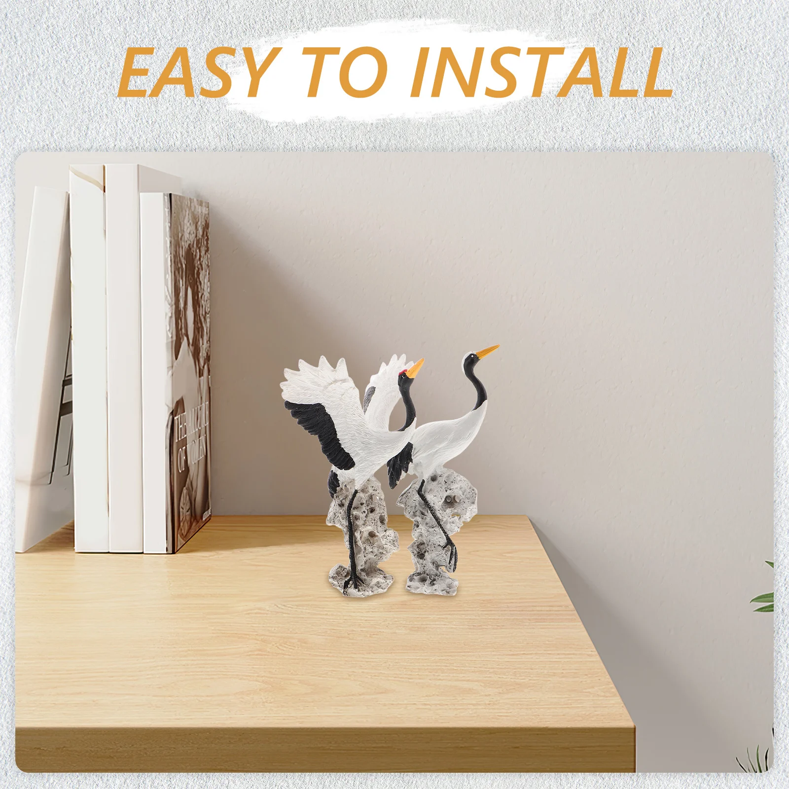 

2pcs Chinese Crane Sculpture Resin Statue For Bonsai Decor Miniature Landscape Garden Home Decoration Outdoor Indoor Ornament