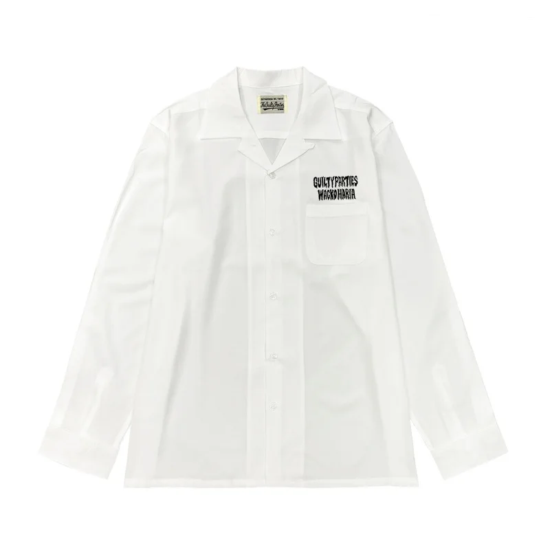 New Simple Solid Colour WACKO MARIA Letters Logo Embroidery Best Quality Autumn Mens Womens Long Sleeve Shirt