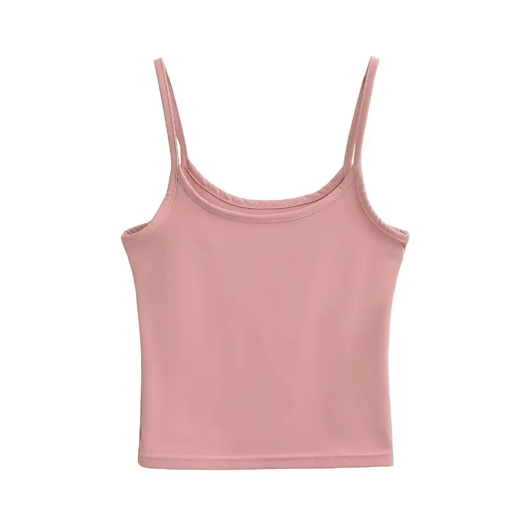 เสื้อกล้ามทรงสลิมแบบพื้นฐาน สไตล์อเมริกัน สีพื้น เรียบง่าย ใส่ได้หลายโอกาส เหมาะสำหรับใส่เป็นเสื้อตัวใน แฟชั่นฤดูร้อนสำหรับผู้หญิง