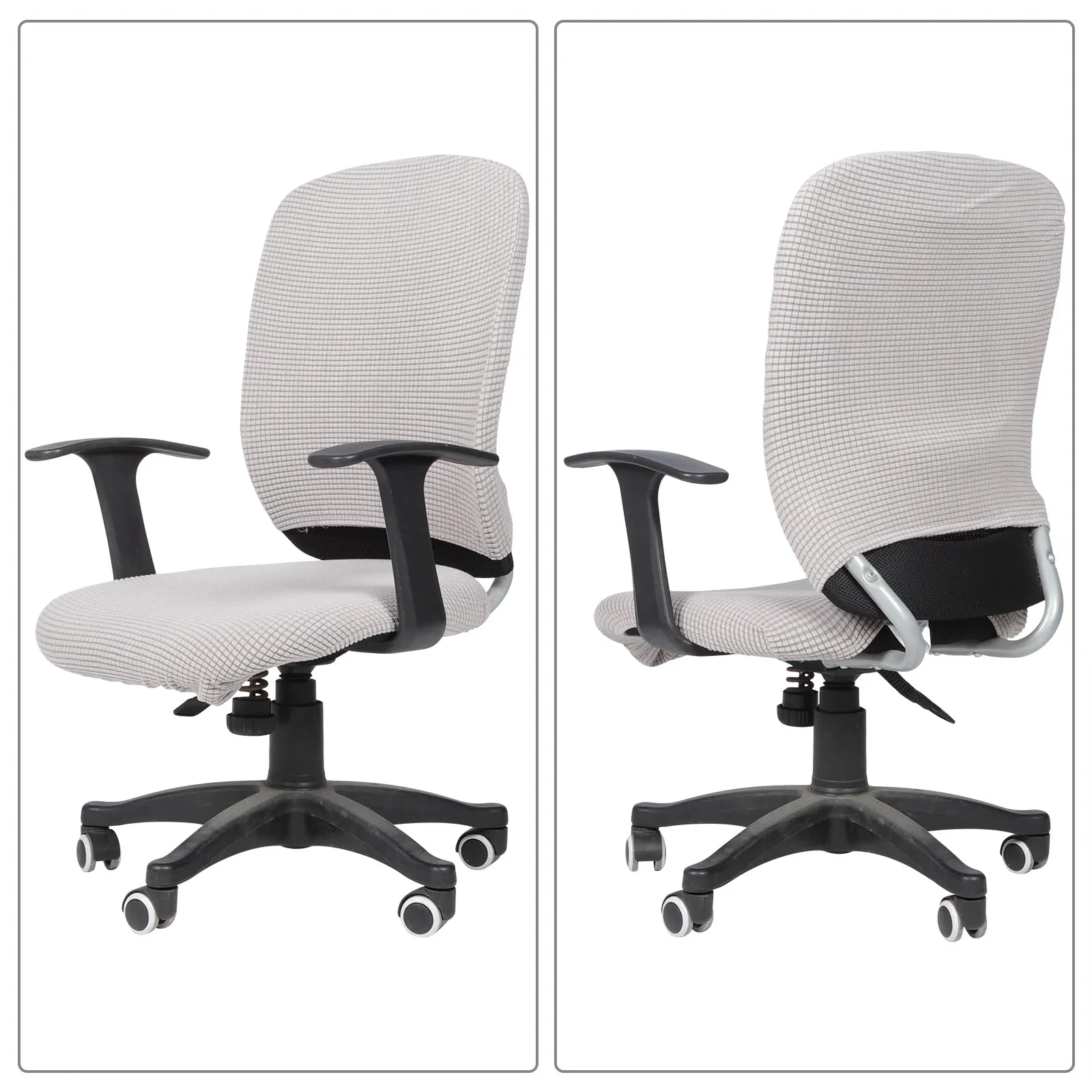 

Stretch Office Chair Covers Grey Elastic Seat Slipcover Removable Split Backrest Protector Computer Chairs Cover Durability Easy
