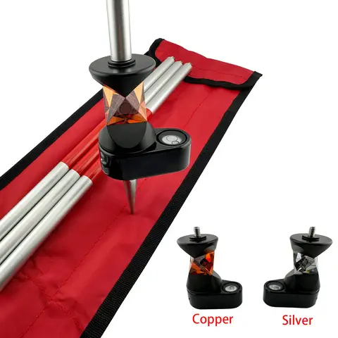 360 Degree Mini Prism Surveying Accessory,Replacement for GRZ101,with 4 Poles,Soft Bag & Bubble Level for Leica Total Stations