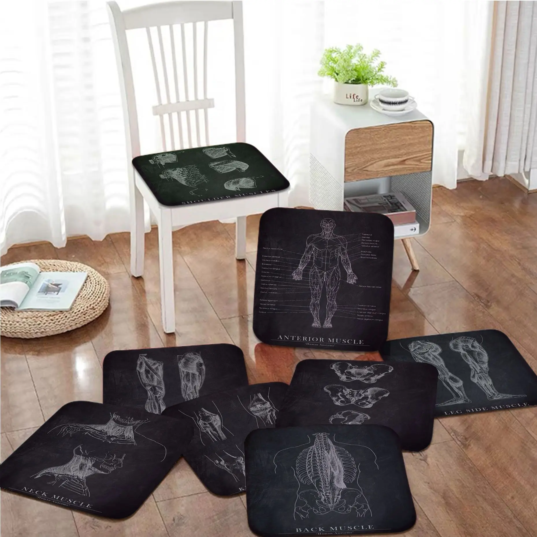 

Anatomical Skeleton Simplicity Multi-Color Chair Mat Soft Pad Seat Cushion For Dining Patio Home Office Outdoor Garden Cushions