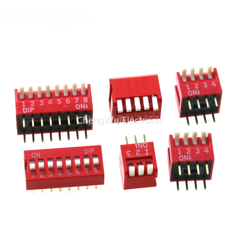 5pcs/lot Slide Type Lateral Switch Module 2 3 4 5 6 8 Bit 2.54mm Position Way DIP Red Pitch Toggle Switch Red Snap Switch