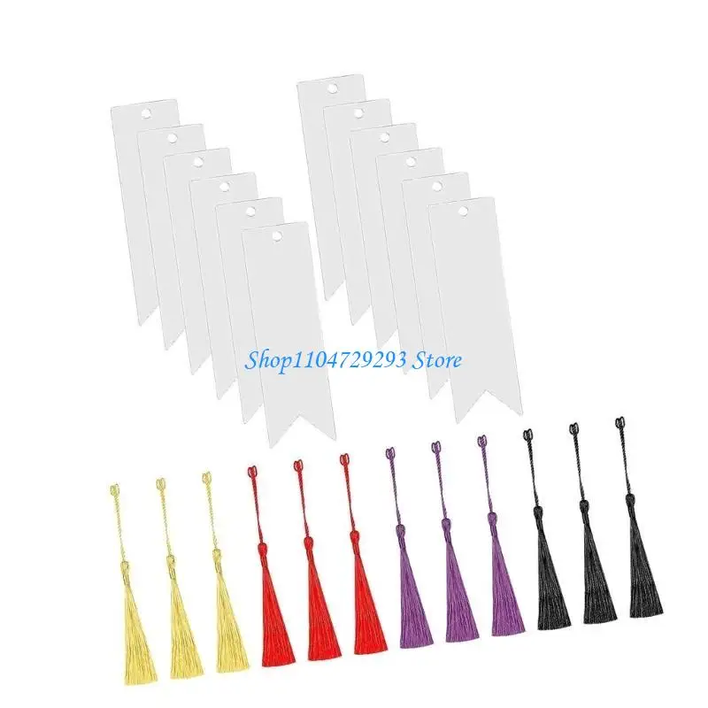 Y2GD 12 Pcs Blank Bookmarks with Tassels Creative Paper Bookmarks Acrylic Bookmarks