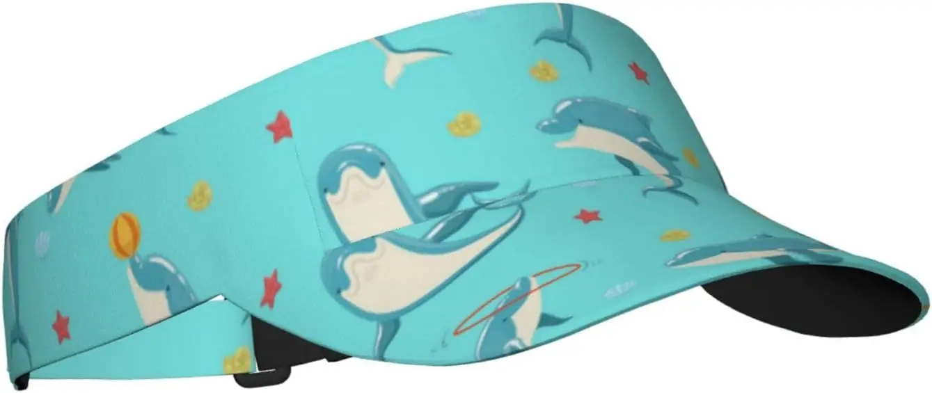 Sport Sun Visor Hat Bottlenose Dolphin Performing Tricks Women Men Sun Hat Cap for Hiking Beach