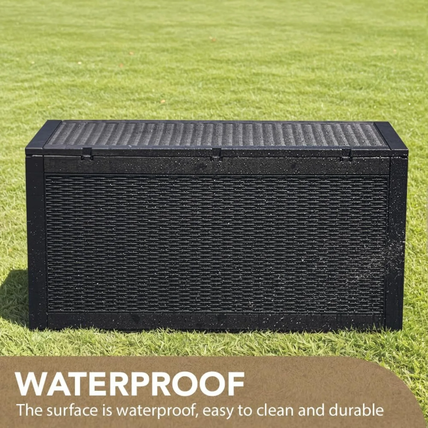 95 Gallon Deck Box Large Resin Outdoor Storage Box, Waterproof and UV Resistant Lockable for Outdoor and Patio, Large Storage