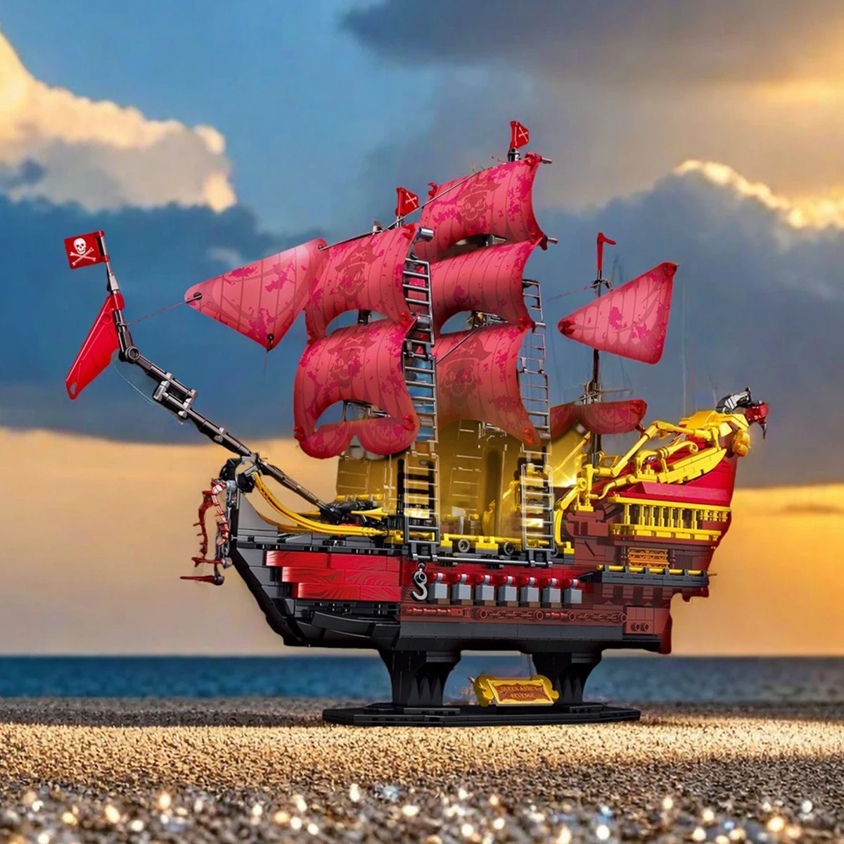 

Ideas Series Revenge Queen Pirate Ship Building Blocks Pirates Royal Battle Boat Model Bricks Toys For Kid Gift MOC With LED