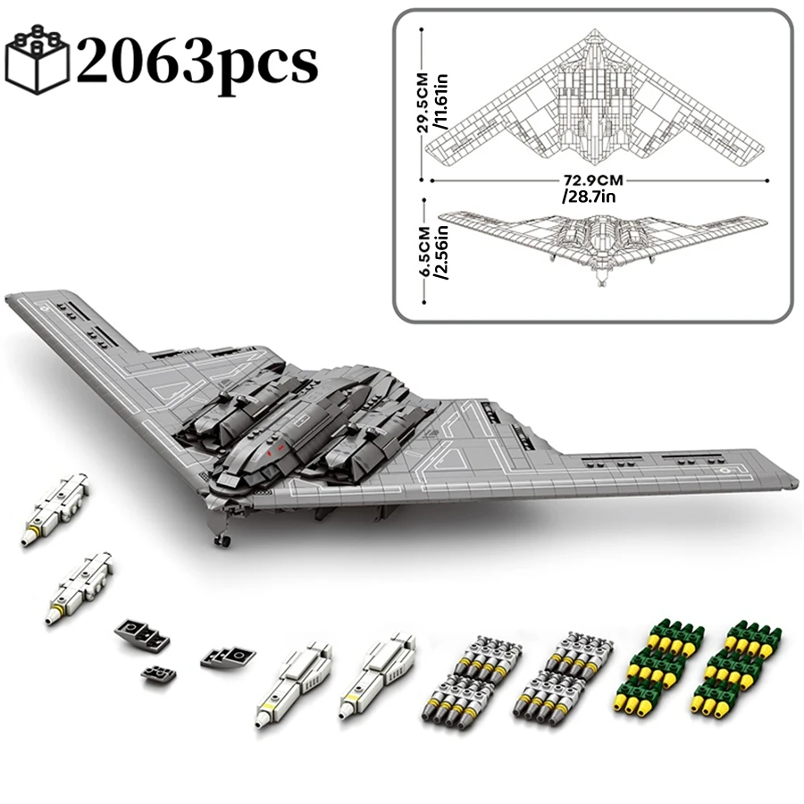 2063pcs B2 Stealth Er Building Blocks MOC Technical Military Model Kit Desktop Display Back to School Gift for Adults