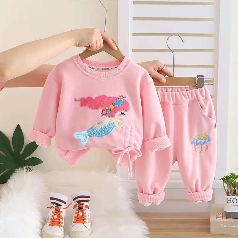 

New Spring Autumn Baby Clothes Suit Children Girls Long Sleeved T-Shirt Pants 2Pcs/Sets Infant Cartoon Costume Kids Tracksuits