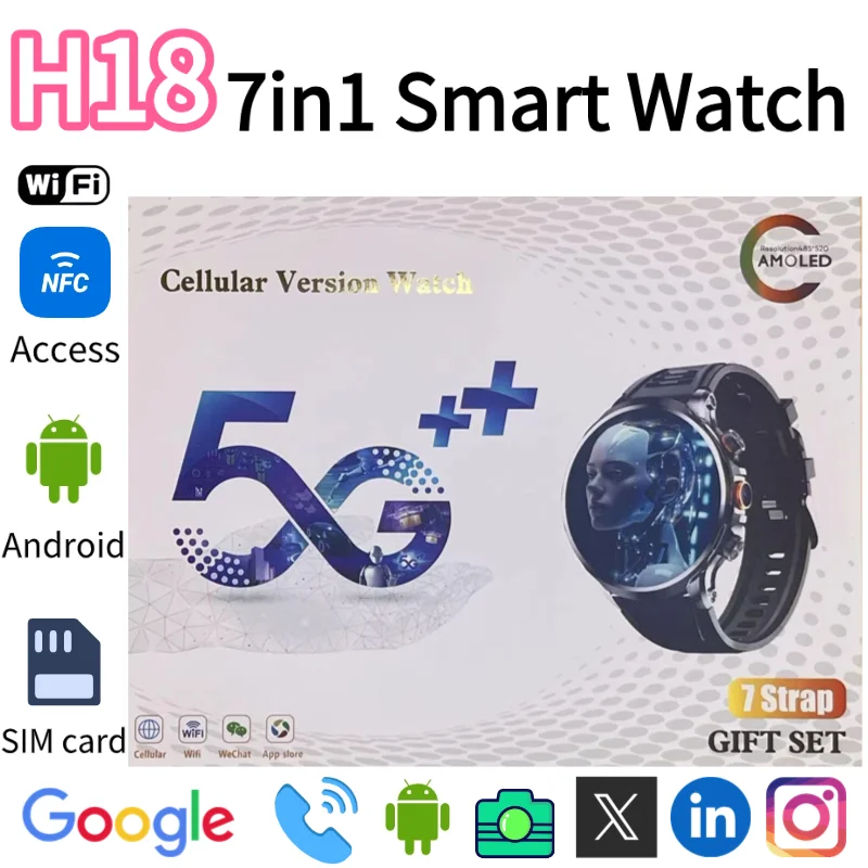 H18 ساعة ذكية للرجال 1 95 بوصة شاشة كبيرة 256 جيجابايت تخزين مدمج بنظام تحديد المواقع واي فاي كاميرا عالية الدقة NFC مراقب معدل ضربات القلب مقاوم للماء النوم #1