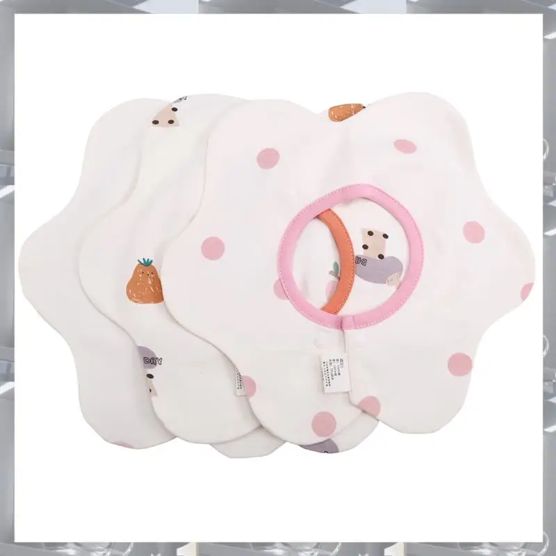 A84F-360 °   Rotare il set da 3 bavaglini in cotone organico, bavaglini in mussola regolabili per la dentizione e la sbavatura, unisex