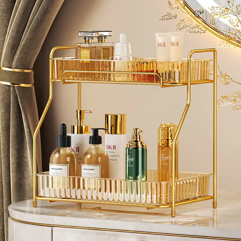 

Light Luxury Bathroom Shelves Convenient Sinks Skin Care Products Perfumes Cosmetics Storage Shelves Desktop Corners