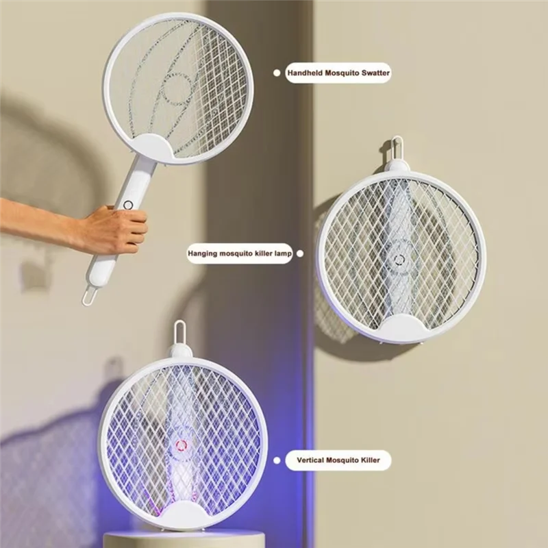 SHGO-For Indoor Electric Fly Swatter Folding Intelligent Electric Fly Zapper Safe Portable Repeller Products Outdoor Supplies