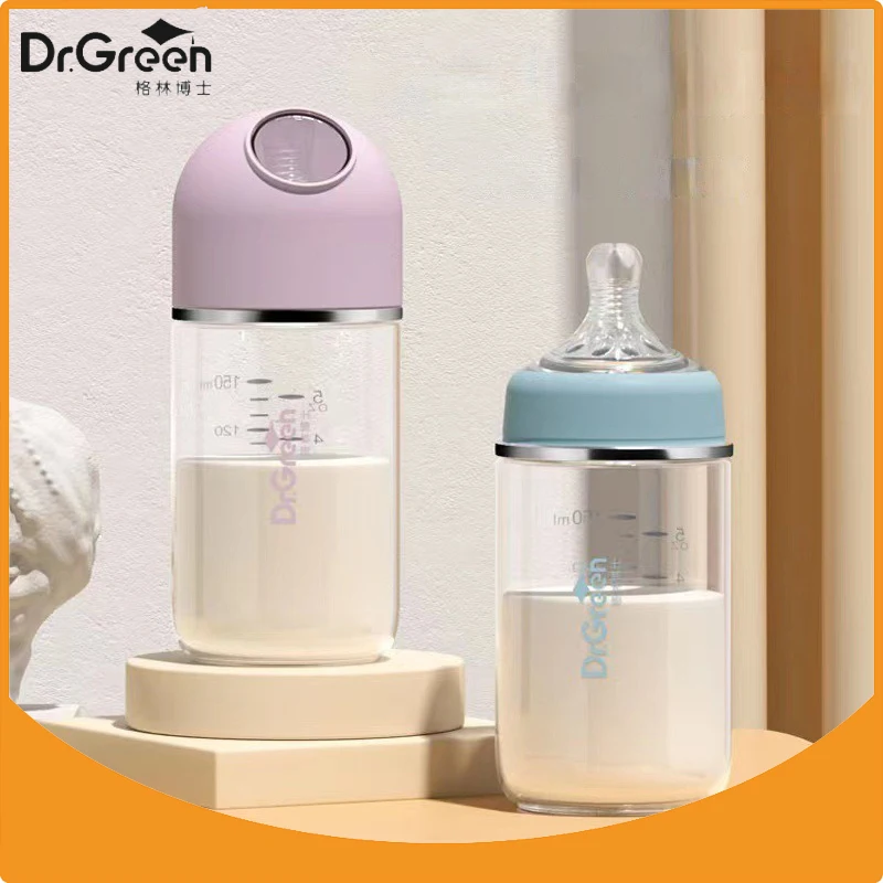 

Dr.Green New Upgrade Professional Newborn baby bottles Wide Mouth Bottle High borosilicate Glass 150mL/240mL Washable Bottles