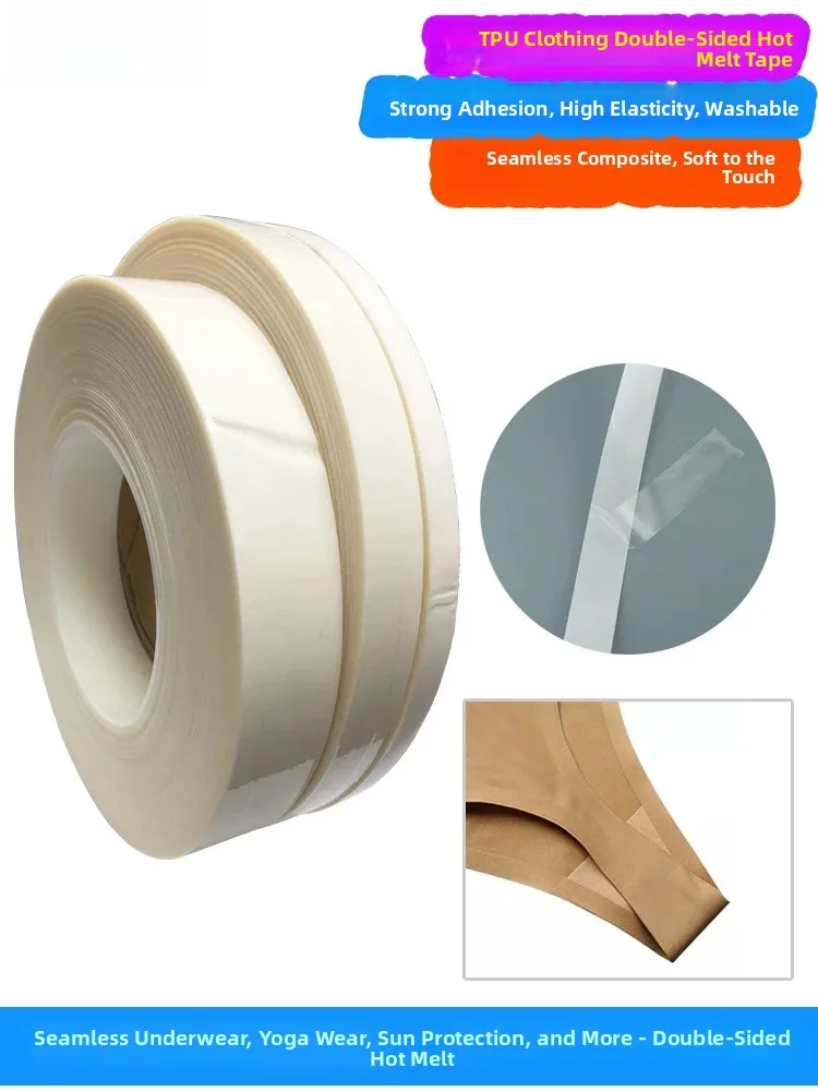 Seamless Innerwear Double-Sided TPU Hot Melt Adhesive Film High-Adhesion Fabric Composite Tape 100m Water Washable High Elast...